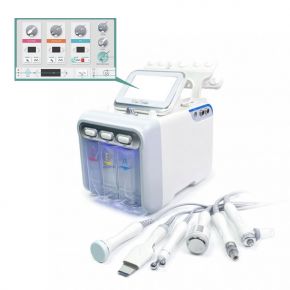 Multifunction digital instrument 6 beauty treatments: bipolar radiofrequency, ultrasound, skin scrubber, spray, hydrodermoabrasion and cold hammer