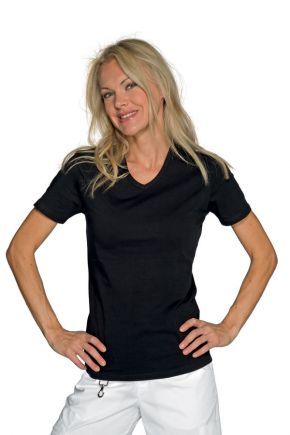 Maglietta stretch donna mezza manica nera 95% cotone 200 gr/m2 colore nero cod. RE125201